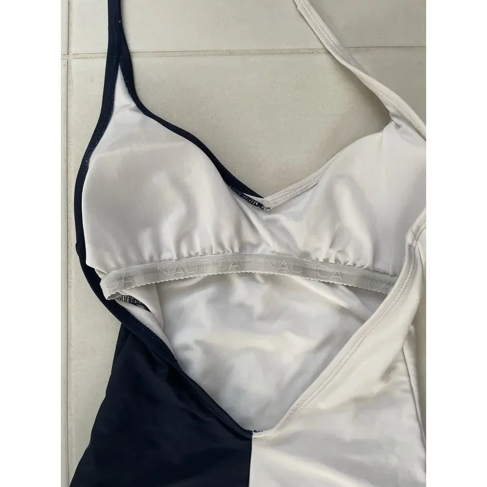 Nautica Swim One Piece Swimsuit Logo Sporty Retro Chic Minimalist